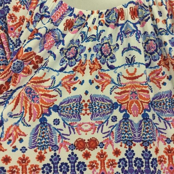 Bobeau Womens Bohemian Tassel Short Sleeve Colorful Boho Tunic Blouse Top S NWT - Picture 7 of 9